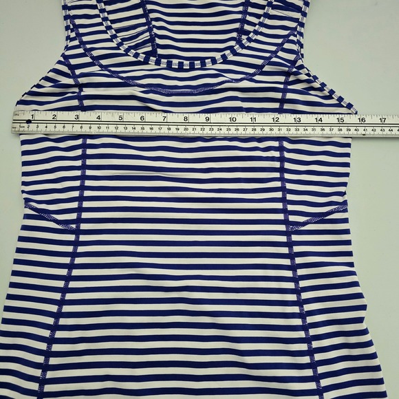 Lululemon Women's Run Stay On Course Tank Pigment Blue White Stripe 8 - Picture 15 of 16